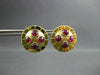ANTIQUE LARGE 2.50CT AAA ROUND RUBY 18KT YELLOW GOLD CABOCHON EARRINGS #19166