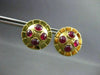 ANTIQUE LARGE 2.50CT AAA ROUND RUBY 18KT YELLOW GOLD CABOCHON EARRINGS #19166