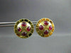 ANTIQUE LARGE 2.50CT AAA ROUND RUBY 18KT YELLOW GOLD CABOCHON EARRINGS #19166