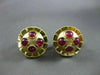 ANTIQUE LARGE 2.50CT AAA ROUND RUBY 18KT YELLOW GOLD CABOCHON EARRINGS #19166