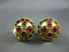ANTIQUE LARGE 2.50CT AAA ROUND RUBY 18KT YELLOW GOLD CABOCHON EARRINGS #19166
