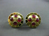 ANTIQUE LARGE 2.50CT AAA ROUND RUBY 18KT YELLOW GOLD CABOCHON EARRINGS #19166