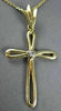 ANTIQUE .12CT DIAMOND 14KT YELLOW GOLD SOLITAIRE CROSS PENDANT & CHAIN #480