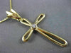 ANTIQUE .12CT DIAMOND 14KT YELLOW GOLD SOLITAIRE CROSS PENDANT & CHAIN #480