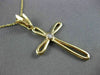 ANTIQUE .12CT DIAMOND 14KT YELLOW GOLD SOLITAIRE CROSS PENDANT & CHAIN #480