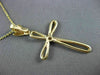 ANTIQUE .12CT DIAMOND 14KT YELLOW GOLD SOLITAIRE CROSS PENDANT & CHAIN #480
