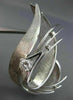 ANTIQUE LARGE 1.0CT DIAMOND 18KT WHITE GOLD 3D HANDCRAFTED LEAF LOVE BROOCH PIN