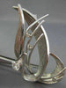 ANTIQUE LARGE 1.0CT DIAMOND 18KT WHITE GOLD 3D HANDCRAFTED LEAF LOVE BROOCH PIN