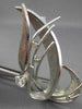 ANTIQUE LARGE 1.0CT DIAMOND 18KT WHITE GOLD 3D HANDCRAFTED LEAF LOVE BROOCH PIN