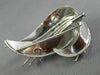ANTIQUE LARGE 1.0CT DIAMOND 18KT WHITE GOLD 3D HANDCRAFTED LEAF LOVE BROOCH PIN