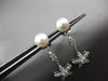 ANTIQUE .80CT DIAMOND 14K WHITE GOLD & PEARL FLOWER STAR HANGING EARRINGS #23357