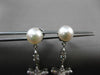 ANTIQUE .80CT DIAMOND 14K WHITE GOLD & PEARL FLOWER STAR HANGING EARRINGS #23357