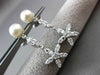 ANTIQUE .80CT DIAMOND 14K WHITE GOLD & PEARL FLOWER STAR HANGING EARRINGS #23357