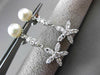 ANTIQUE .80CT DIAMOND 14K WHITE GOLD & PEARL FLOWER STAR HANGING EARRINGS #23357
