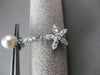 ANTIQUE .80CT DIAMOND 14K WHITE GOLD & PEARL FLOWER STAR HANGING EARRINGS #23357