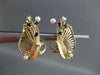 ANTIQUE AAA PEARL & SAPPHIRE 14K YELLOW GOLD HANDCRAFTED CLIP ON EARRINGS #22573