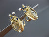 ANTIQUE AAA PEARL & SAPPHIRE 14K YELLOW GOLD HANDCRAFTED CLIP ON EARRINGS #22573