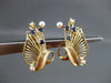 ANTIQUE AAA PEARL & SAPPHIRE 14K YELLOW GOLD HANDCRAFTED CLIP ON EARRINGS #22573