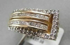 ANTIQUE 14K GOLD WIDE TWO TONE DIAMOND 1.45CT BELT RING
