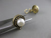 ANTIQUE 8MM SEA PEARL DIAMOND 14K YELLOW GOLD ROUND FILIGREE EARRINGS #17204