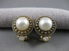 ANTIQUE 8MM SEA PEARL DIAMOND 14K YELLOW GOLD ROUND FILIGREE EARRINGS #17204
