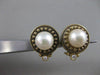 ANTIQUE 8MM SEA PEARL DIAMOND 14K YELLOW GOLD ROUND FILIGREE EARRINGS #17204