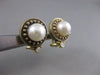 ANTIQUE 8MM SEA PEARL DIAMOND 14K YELLOW GOLD ROUND FILIGREE EARRINGS #17204