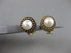 ANTIQUE 8MM SEA PEARL DIAMOND 14K YELLOW GOLD ROUND FILIGREE EARRINGS #17204