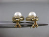 ANTIQUE 8MM SEA PEARL DIAMOND 14K YELLOW GOLD ROUND FILIGREE EARRINGS #17204