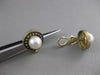 ANTIQUE 8MM SEA PEARL DIAMOND 14K YELLOW GOLD ROUND FILIGREE EARRINGS #17204