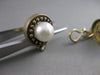 ANTIQUE 8MM SEA PEARL DIAMOND 14K YELLOW GOLD ROUND FILIGREE EARRINGS #17204