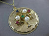ANTIQUE LARGE AAA PEARL & MULTI GEM 14KT YELLOW GOLD TREE OF LIFE PENDANT #22526