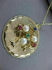 ANTIQUE LARGE AAA PEARL & MULTI GEM 14KT YELLOW GOLD TREE OF LIFE PENDANT #22526