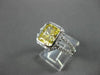LARGE FANCY YELLOW 14KT WHITE GOLD DIAMOND SPLIT BAND HALO COCKTAIL RING #23052