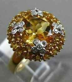 4.42CT DIAMOND & AAA EXTRA FACET CITRINE 14KT YELLOW GOLD FLOWER BUTTERFLY RING
