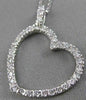 ANTIQUE .65CTW DIAMOND HANGING OPEN HEART 14K WHITE GOLD PENDANT + CHAIN #13026