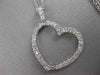 ANTIQUE .65CTW DIAMOND HANGING OPEN HEART 14K WHITE GOLD PENDANT + CHAIN #13026