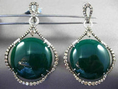 ANTIQUE MASSIVE 54.90CT FANCY DIAMOND & AGATE 14K WHITE & BLACK GOLD 3D EARRINGS