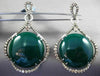 ANTIQUE MASSIVE 54.90CT FANCY DIAMOND & AGATE 14K WHITE & BLACK GOLD 3D EARRINGS