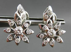 ANTIQUE LARGE .85CT DIAMOND 14KT W GOLD ETOILE FLOWER CLIP ON EARRINGS #ELV22