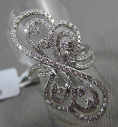 ANTIQUE MASSIVE 1.36CT DIAMOND 18KT WHITE GOLD 3D FLOATING MUSICAL NOTE FUN RING