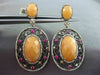 ANTIQUE LARGE 3.12CT DIAMOND & MULTI GEM 14K ROSE & BLACK GOLD FILIGREE EARRINGS