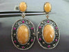 ANTIQUE LARGE 3.12CT DIAMOND & MULTI GEM 14K ROSE & BLACK GOLD FILIGREE EARRINGS