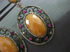 ANTIQUE LARGE 3.12CT DIAMOND & MULTI GEM 14K ROSE & BLACK GOLD FILIGREE EARRINGS