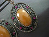ANTIQUE LARGE 3.12CT DIAMOND & MULTI GEM 14K ROSE & BLACK GOLD FILIGREE EARRINGS