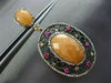ANTIQUE LARGE 3.12CT DIAMOND & MULTI GEM 14K ROSE & BLACK GOLD FILIGREE EARRINGS