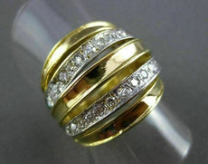 ANTIQUE LARGE .55CT OLD MINE DIAMOND 18KT TWO TONE GOLD 3D MULTI ROW RING #1372