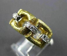 ANTIQUE WIDE .36CT OLD MINE DIAMOND 18KT TWO TONE GOLD OPEN ETERNITY RING #17195