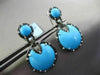 ANTIQUE LARGE 13.1CT MULTI COLOR DIAMOND & AAA TURQUOISE 14K WHITE GOLD EARRINGS