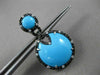 ANTIQUE LARGE 13.1CT MULTI COLOR DIAMOND & AAA TURQUOISE 14K WHITE GOLD EARRINGS